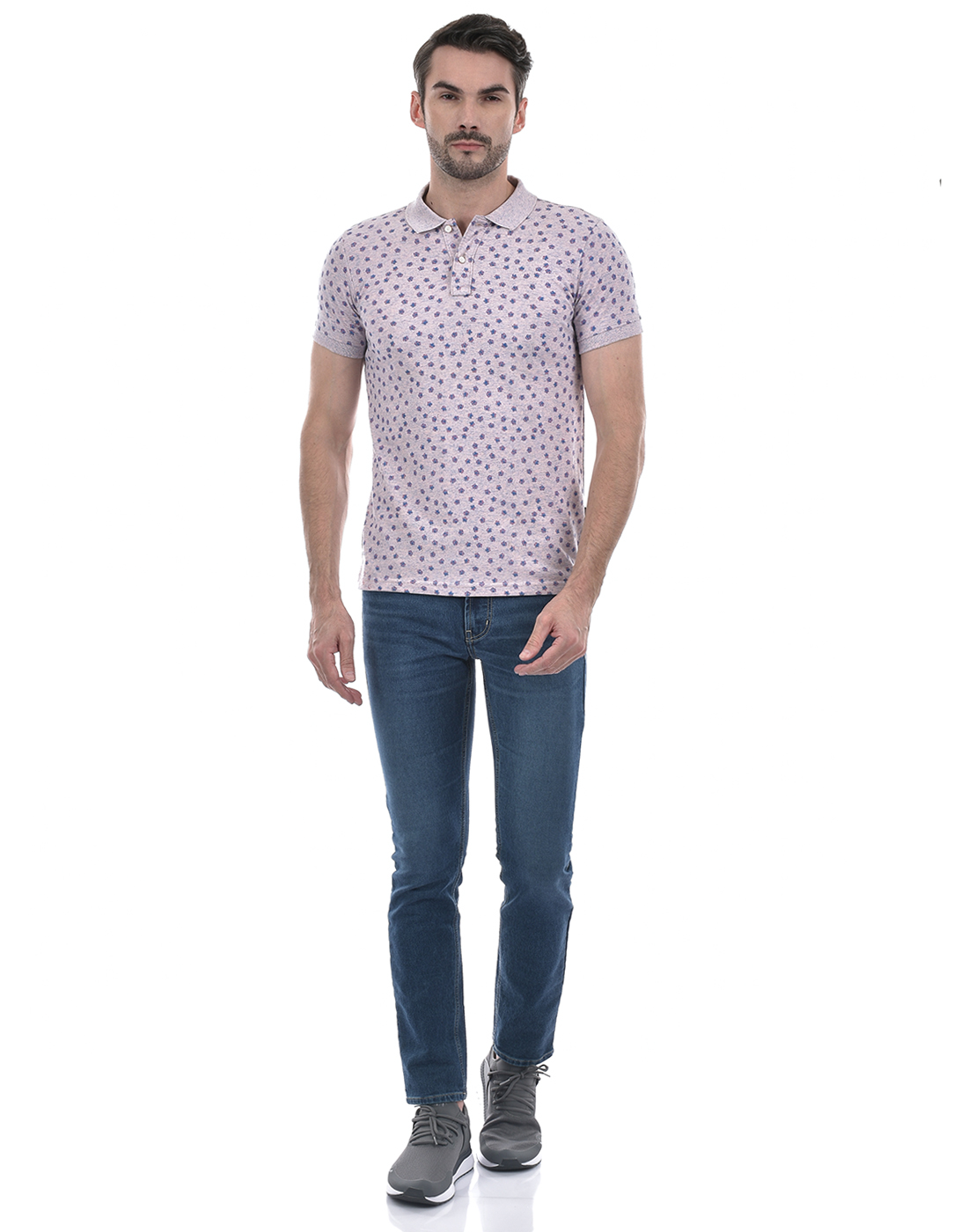 Numero Uno Men Floral Print Pink T-Shirt